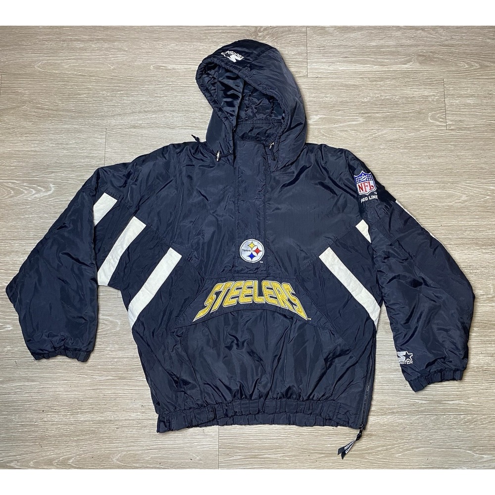 Vintage 90's Starter Pro Line Pittsburgh Steelers NFL Puffer‎ Jacket Men Size XL